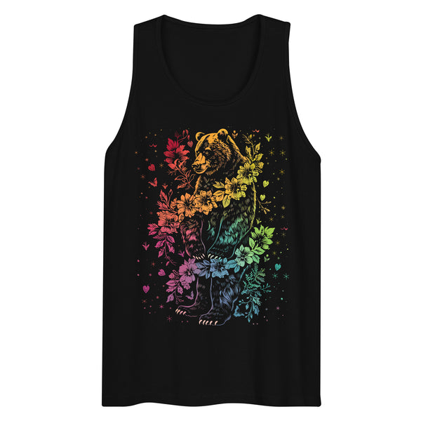 Blooming Affection, Colorful Floral Gay Bear Tank Top