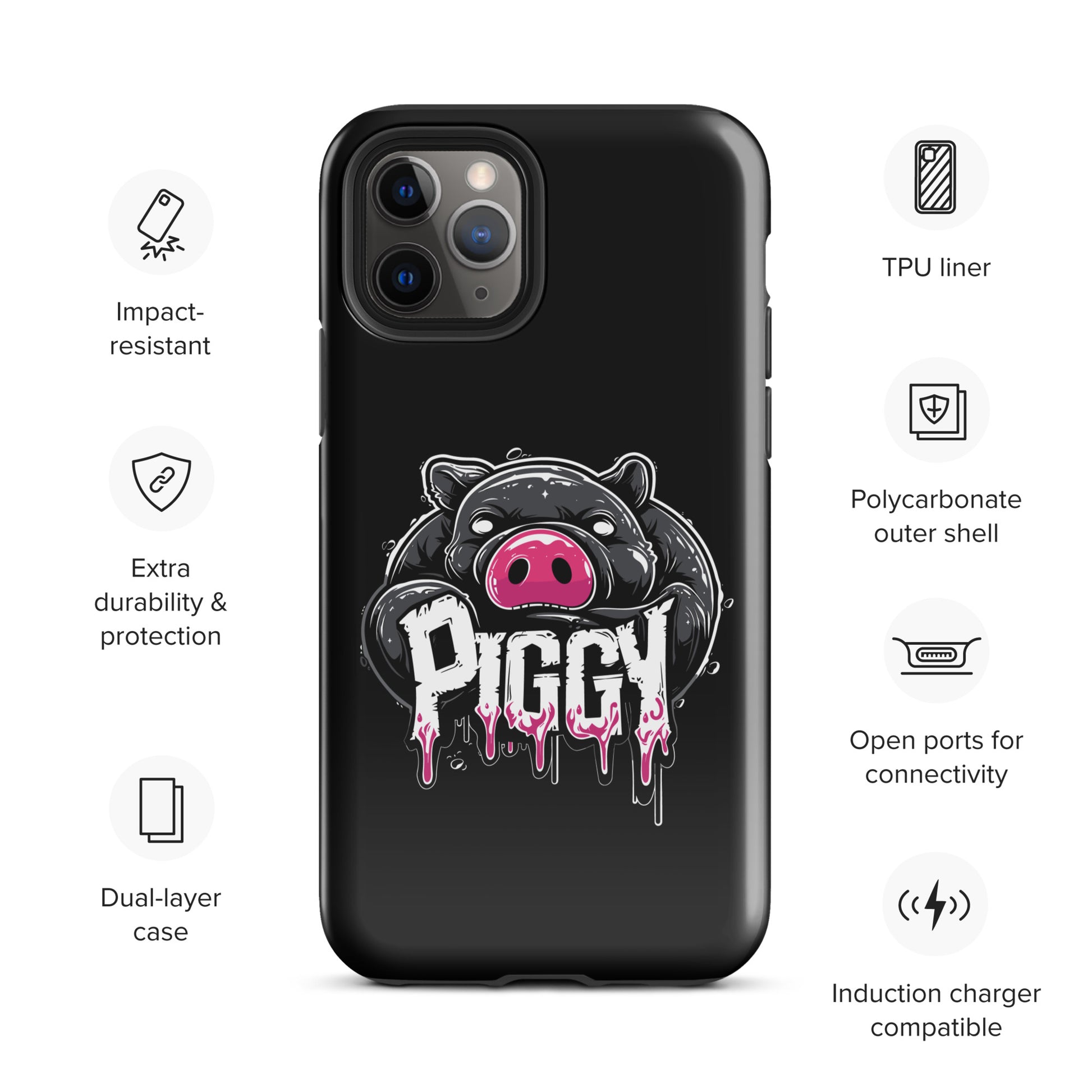 Playful Pink Piggy, Bold Gay Bear iPhone Tough Case