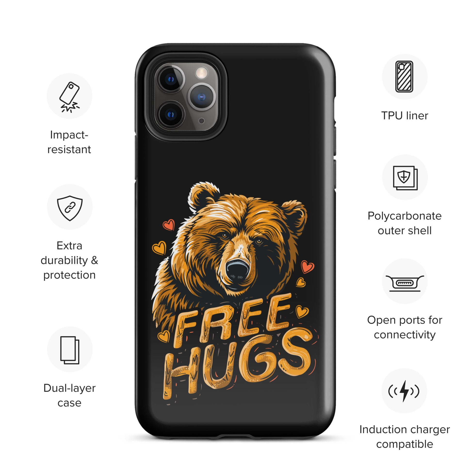 Cuddly Affection Unleashed - Free Hugs Gay Bear iPhone Tough Case