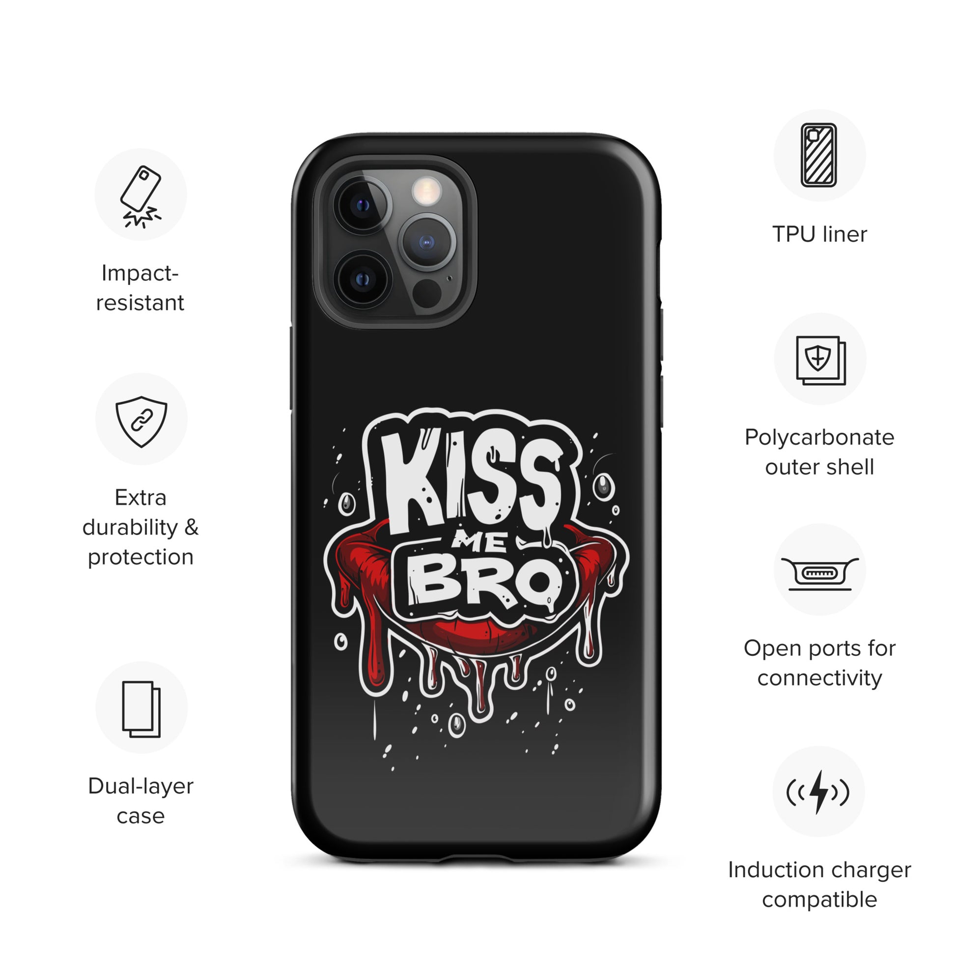 Bold Kiss Me Bro Statement - Fun Gay Bear iPhone Tough Case