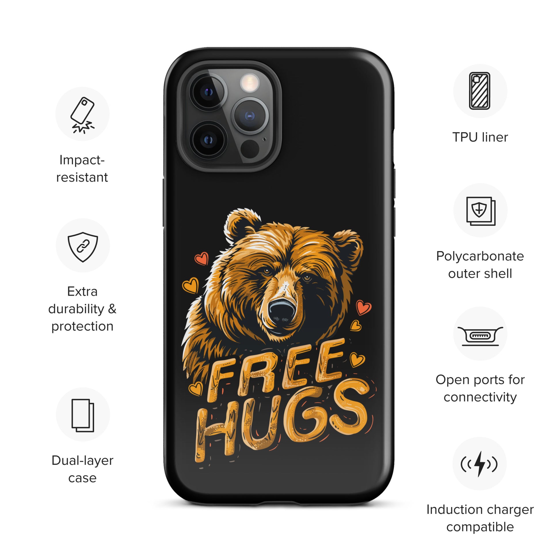 Cuddly Affection Unleashed - Free Hugs Gay Bear iPhone Tough Case
