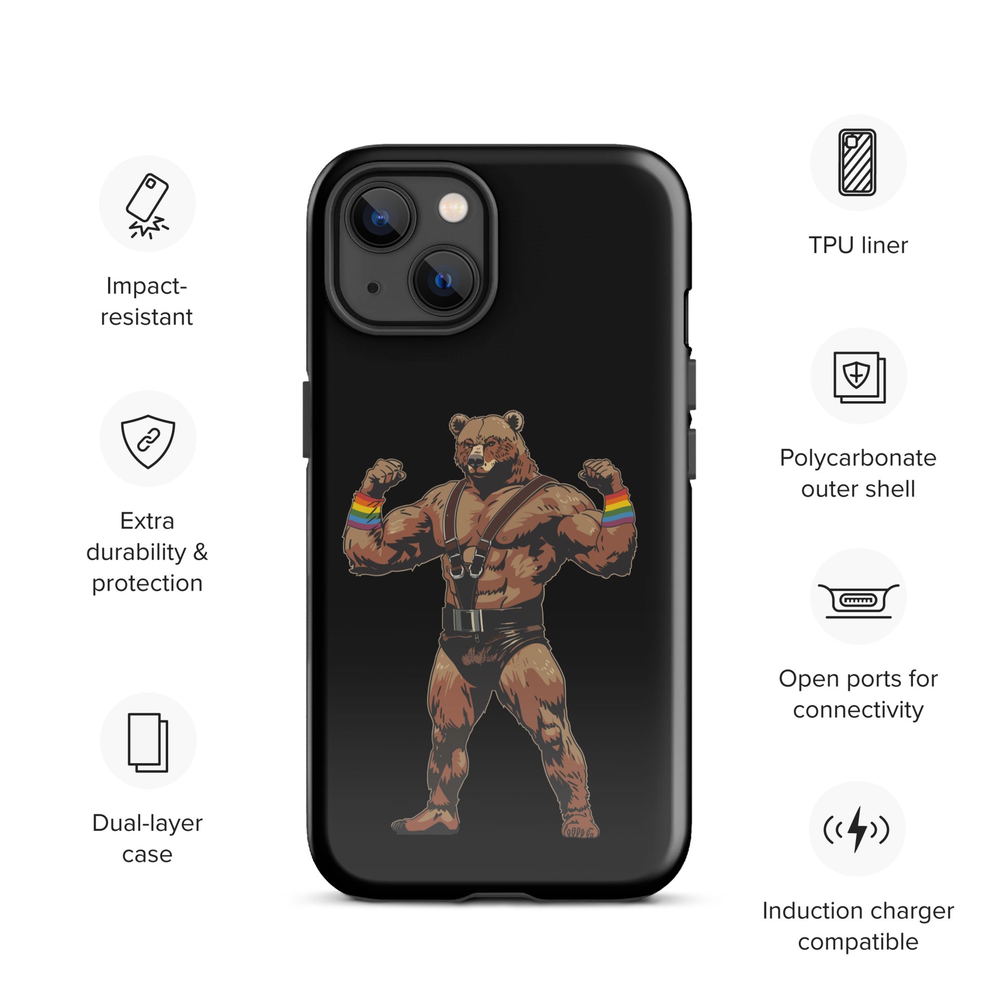 Rainbow Flex: Power Pose Gay Bear iPhone Tough Case