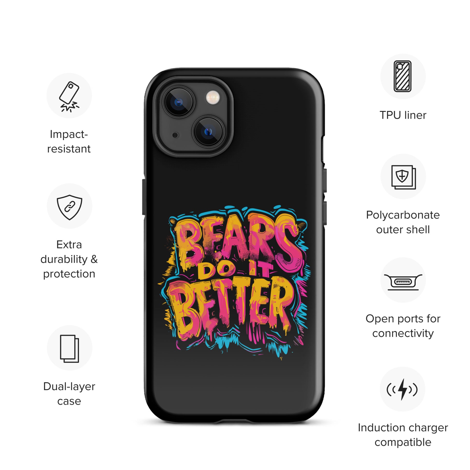 "Beastly Bravado" Vivid Statement Gay Bear iPhone Tough Case