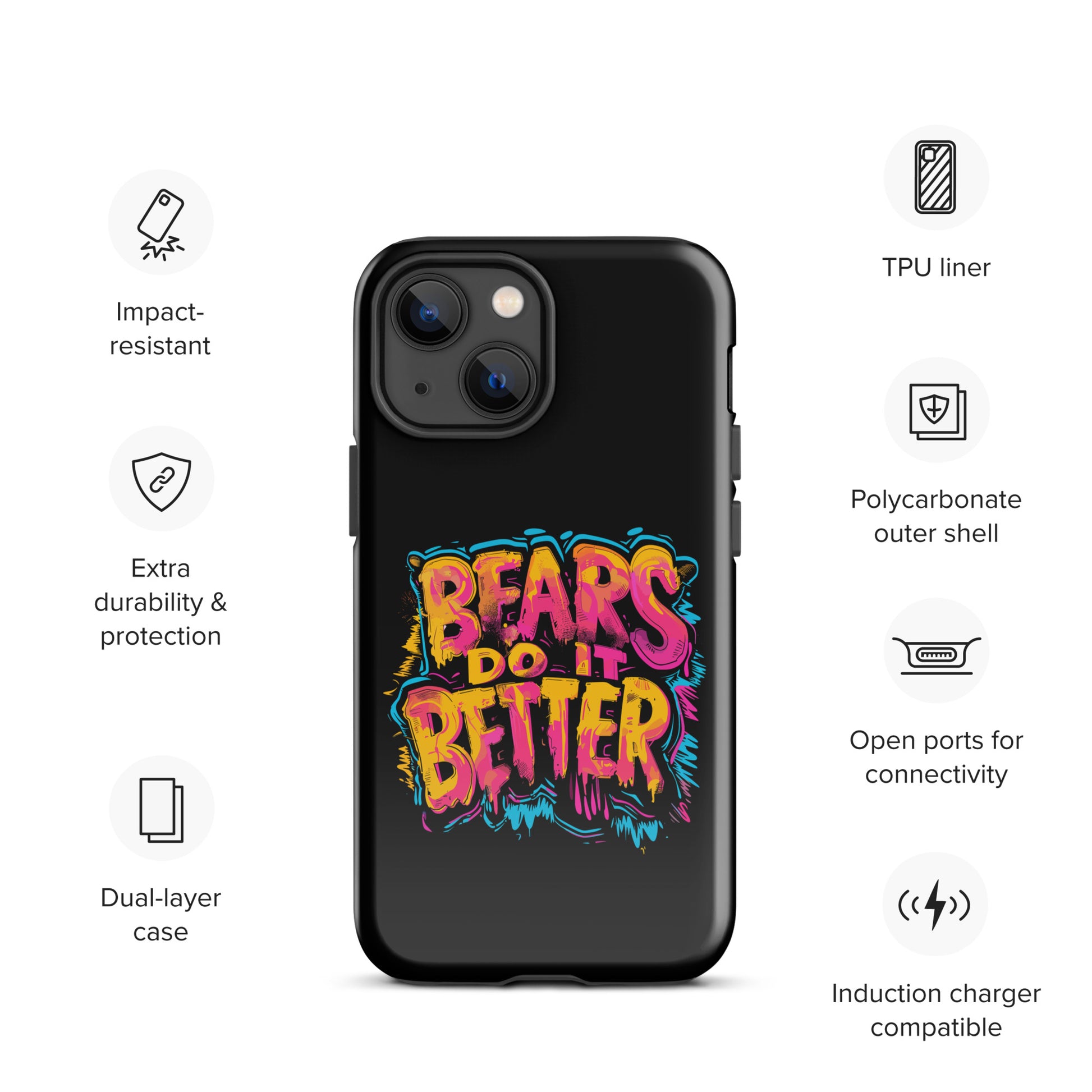 "Beastly Bravado" Vivid Statement Gay Bear iPhone Tough Case