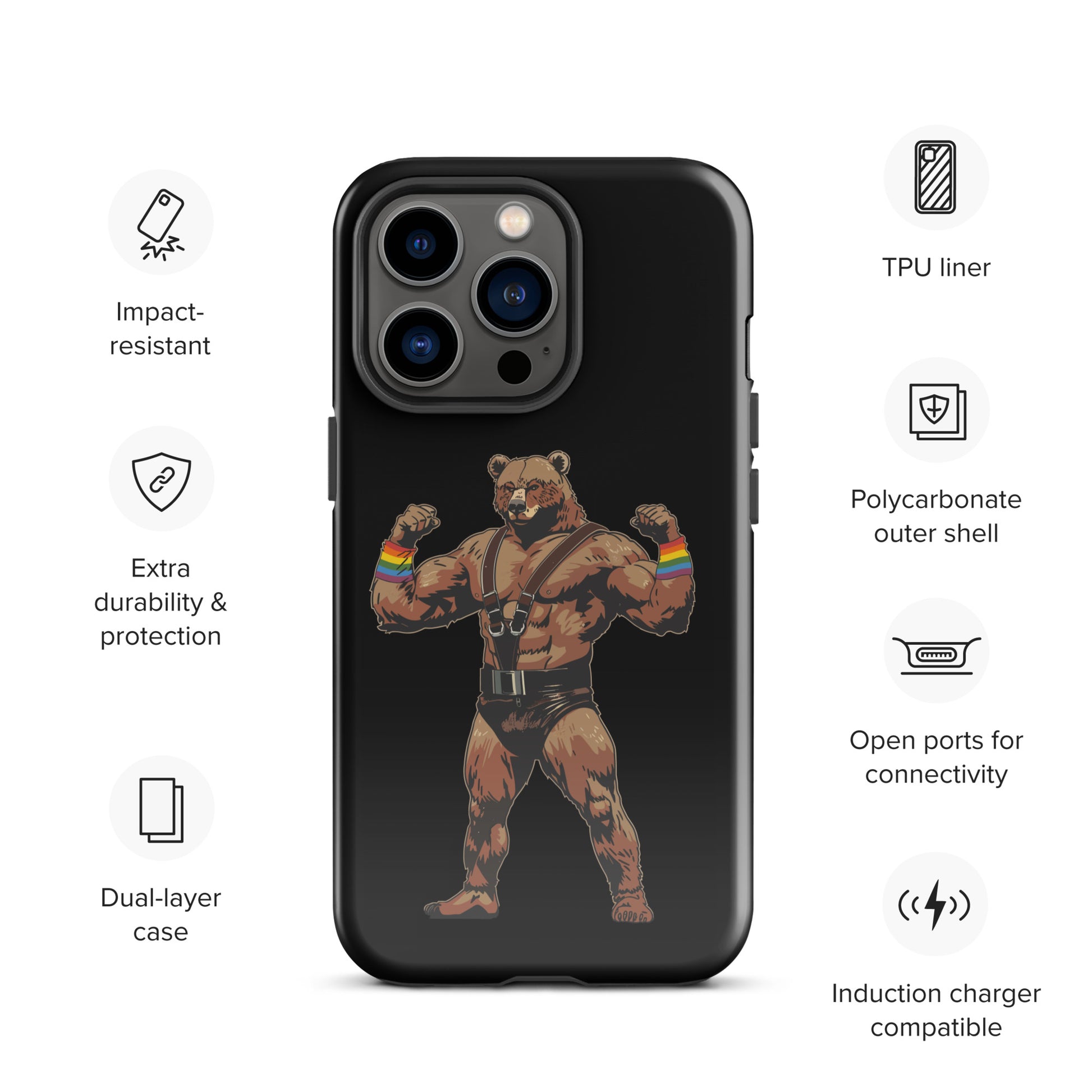 Rainbow Flex: Power Pose Gay Bear iPhone Tough Case
