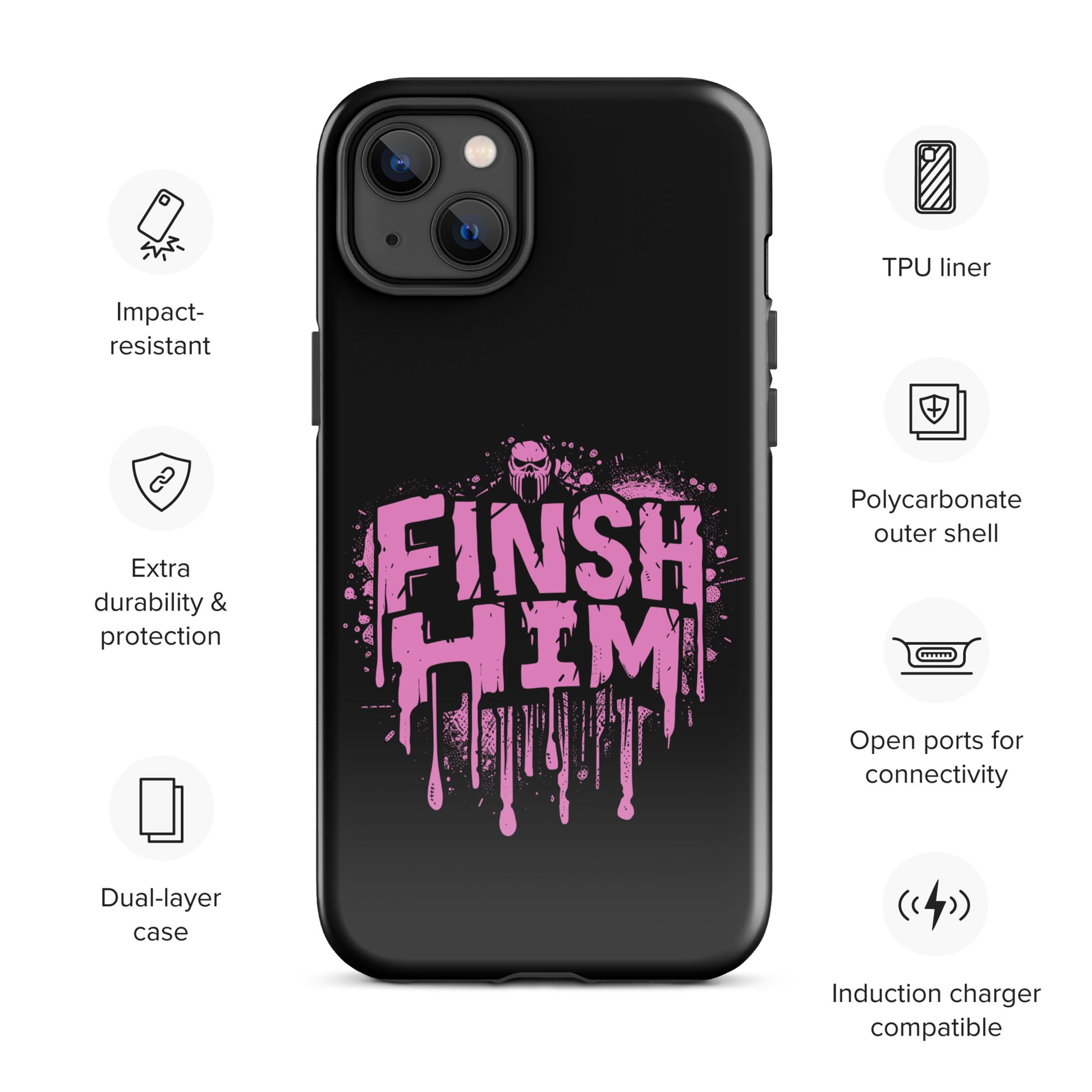 Finish Him Sassy Skull Splash - Pink Gay Bear iPhone Tough Case