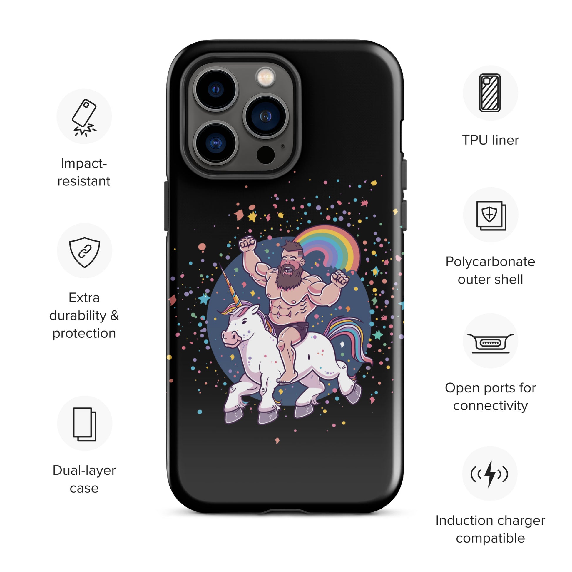 Mystical Ride Fantasy - Unicorn Bro Gay Bear iPhone Tough Case