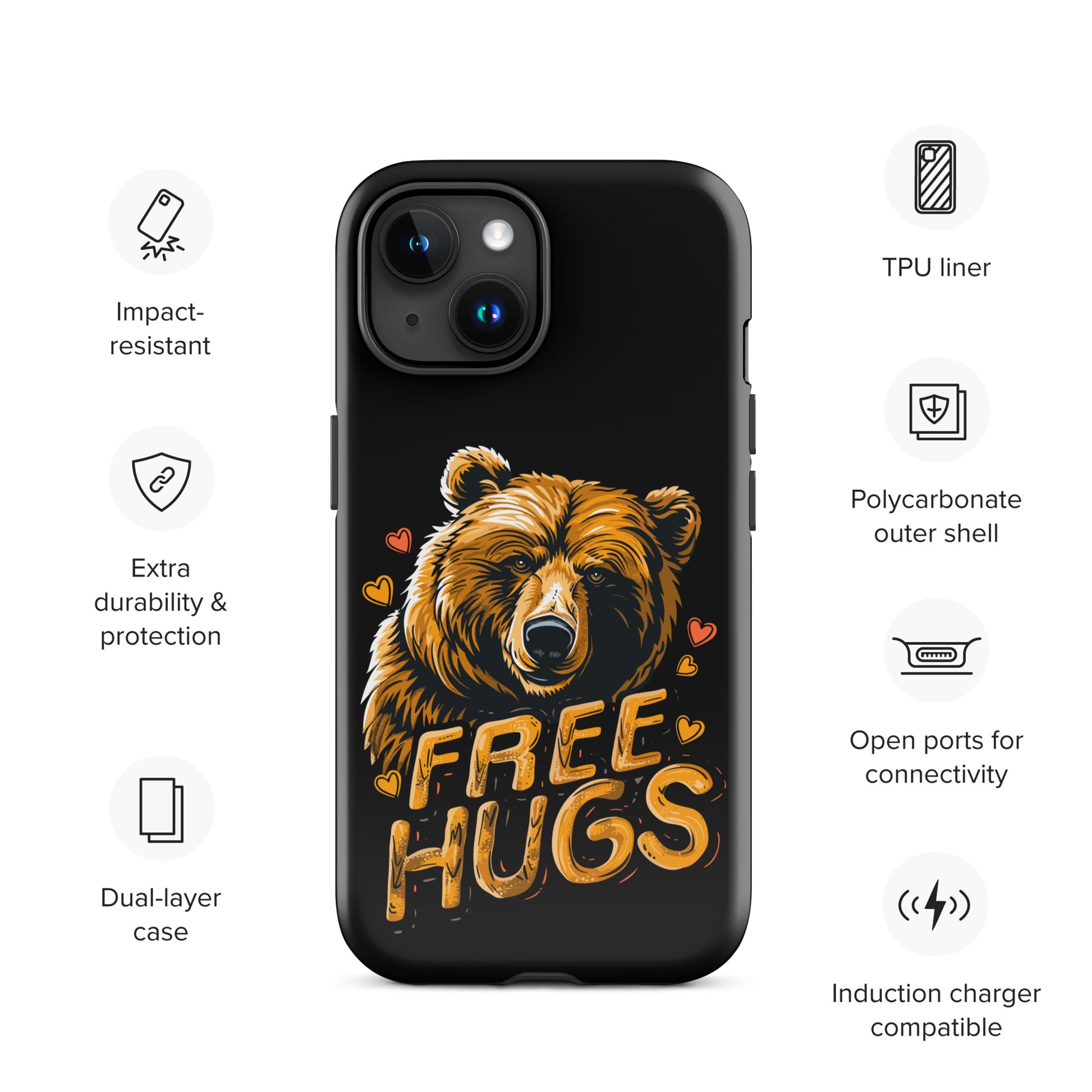 Cuddly Affection Unleashed - Free Hugs Gay Bear iPhone Tough Case