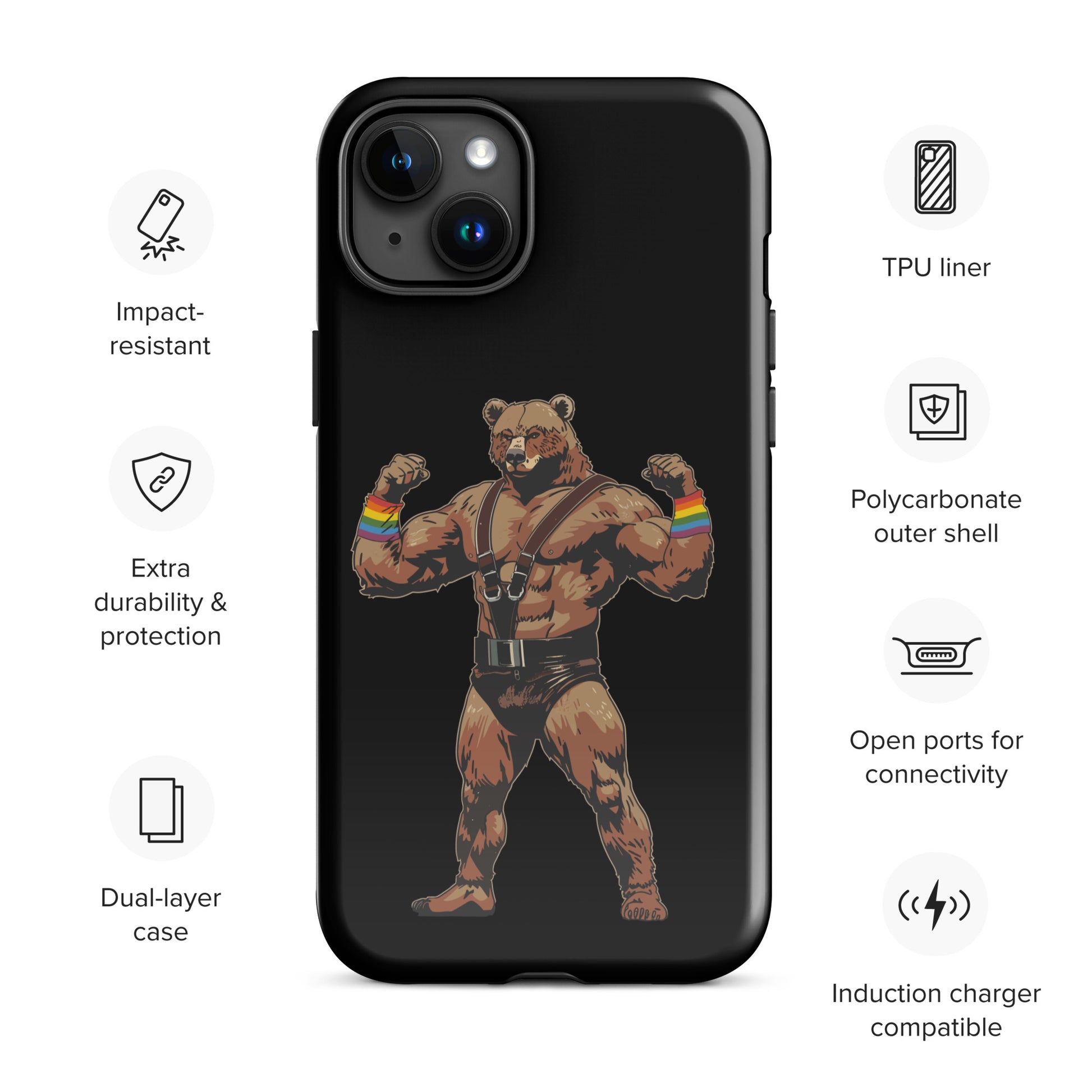 Rainbow Flex: Power Pose Gay Bear iPhone Tough Case