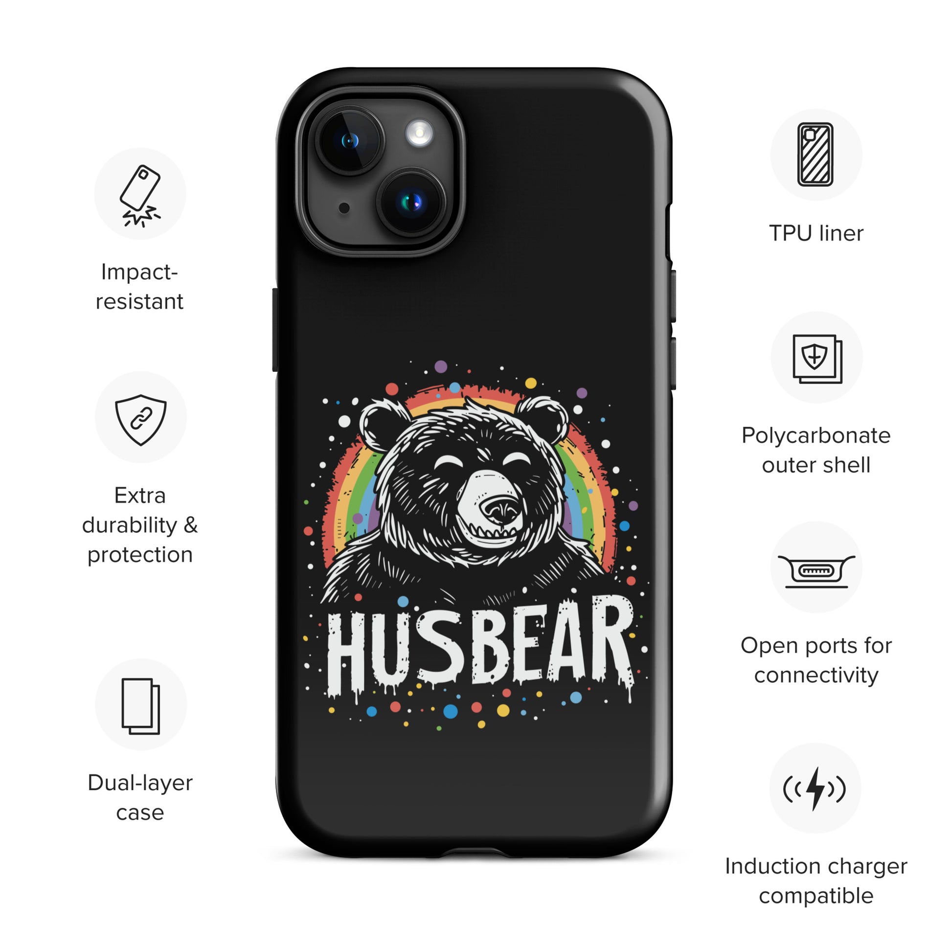 Husbear's Pride Colors - Unique Gay Bear iPhone Tough Case