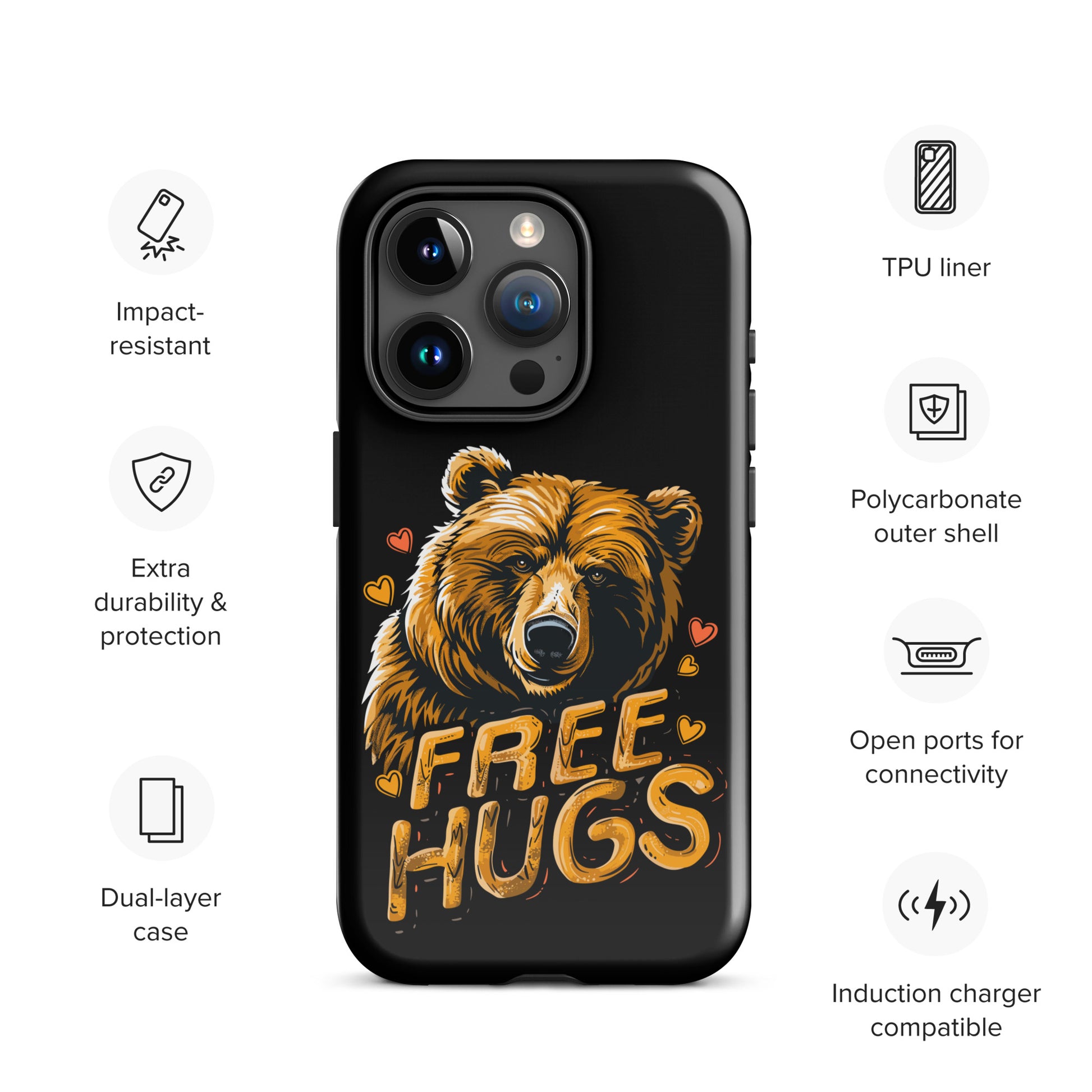 Cuddly Affection Unleashed - Free Hugs Gay Bear iPhone Tough Case